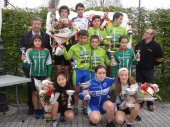 Podio de ganadores, flanqueados por el Presidente del Club y el Delegado Municipal de Deportes, Pedro Alegre.